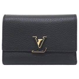 Louis Vuitton Portefeuille Capucines Compact Wallet Black Pink