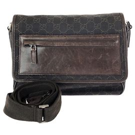 Bolsa Messenger Gucci em lona GG marrom escuro e couro Marrom