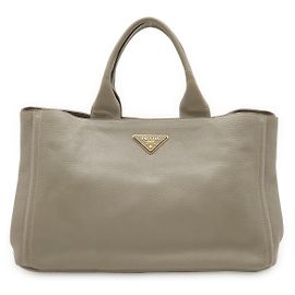 Prada Canapa Leather Tote Bag Grey