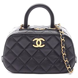 Chanel Lambskin Mini Bowling 2WAY Shoulder Bag Black