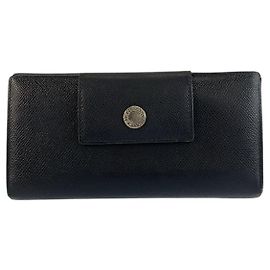 Bulgari Bvlgari Leather Classico Black Long Wallet Black