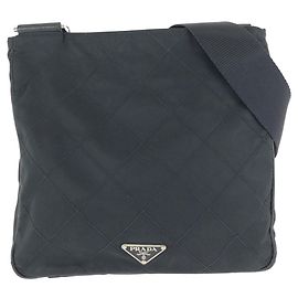 Bolsa de ombro Prada em nylon e couro Tessuto com logotipo triangle Preto
