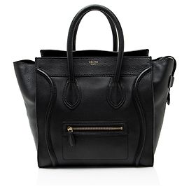Céline Celine Mini Luggage Tote aus genarbtem Leder Schwarz