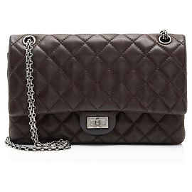 Bolsa Reissue 227 Double Flap em couro de vitelo iridescente Chanel Marrom