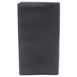 Bulgari Bvlgari Leather Classico Bifold Long Wallet Black