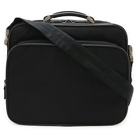 Mallette Prada en nylon et cuir avec logo triangle Noir