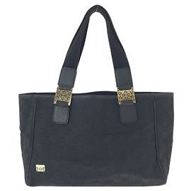 Gucci GG Canvas Leather Tote Bag Black