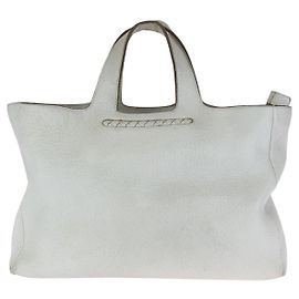Sac cabas en cuir Intrecciato Bottega Veneta Blanc