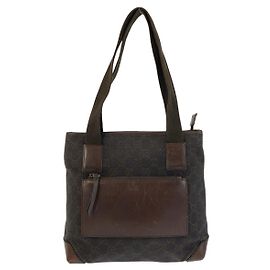 Gucci Brown GG Canvas Leather Tote Bag Brown