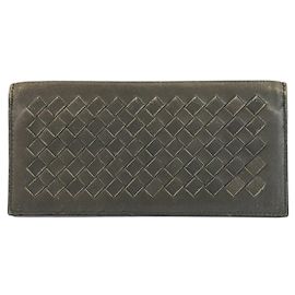 Cartera larga de cuero Intrecciato Bottega Veneta Gris