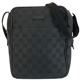 Borsa a tracolla Gucci in tela GG nera Nero