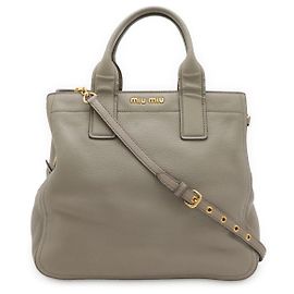 Sac cabas 2WAY en cuir Vitello Carib Miu Miu Gris