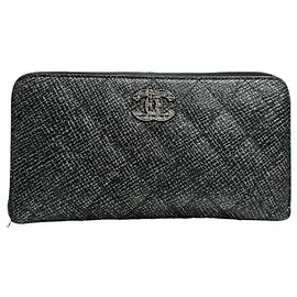 Cartera larga de cuero matelassé Chanel Negro