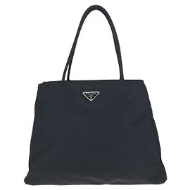 Sac cabas Prada Nylon Tessuto Triangle Logo Noir
