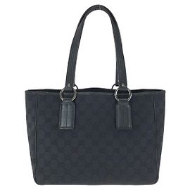 Gucci GG Canvas Leder Tote Schultertasche Schwarz