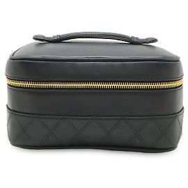 Chanel Bicolor Vanity Bag Leather Black Black