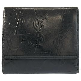 Yves Saint Laurent Leather Logo Embossed Wallet Black