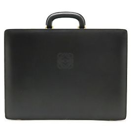 Loewe Leather Anagram Attache Case Briefcase Black