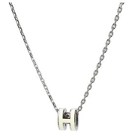 Hermès Collar Mini Pop Hache Palladium Silver Blanc White Blanco