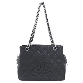 Borsa a tracolla Chanel 18004 in pelle di vitello granulata nera Nero