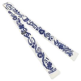 Cerchietto in seta Chanel Crema e Blu Navy Crudo Blu navy