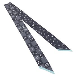 Chanel AA8554 Silk Headband Black White Blue