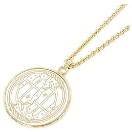 Hermès Collar medalla QUADRIGE GM Hermes Blanco Dorado