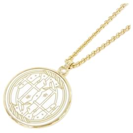 Hermès Collier médaille QUADRIGE GM Hermes Blanc Doré