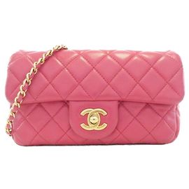Bolsa de ombro em couro Chanel AS1787 Rosa