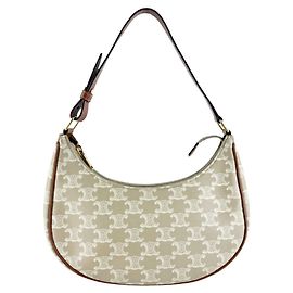Céline Bolsa Celine Ava Castanho e Cinza de Couro e Canvas Marrom Cinza