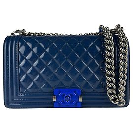 Chanel Boy Shoulder Bag Navy blue