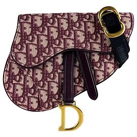 Sac banane Christian Dior en toile bordeaux Bordeaux
