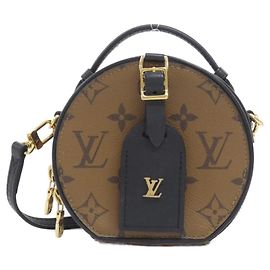 Bolsa de ombro Louis Vuitton Monogram Reverse Mini Boite Chapeau Marrom