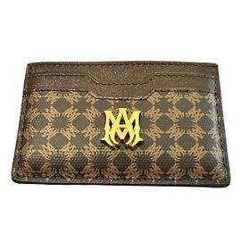 Amiri Monogram Leather Card Holder Brown