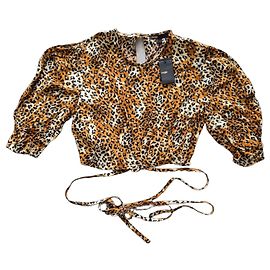 Maje Crop Top stampa leopardata Marrone Nero Bianco Stampa leopardo