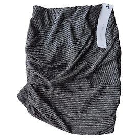 Gonna IRO a righe metallizzate nera e argento Nero Silver hardware