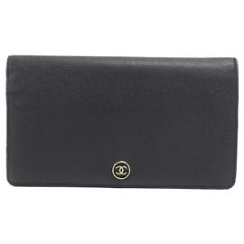 Portafoglio lungo Chanel Coco Button Line Nero