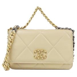 Chanel 19 Chain/Shoulder Wallet Beige