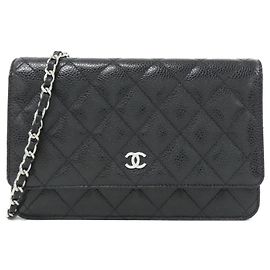Catena per portafoglio Chanel Timeless Classic Nero Bordò