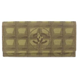 Chanel Travel Line Bi-Fold Long Wallet Khaki
