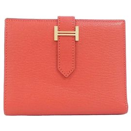 Hermès Hermes Bearn Compact Wallet in Red Chevre Leather Red
