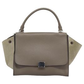 Céline Celine Trapeze en cuir avec daim Medium Marron