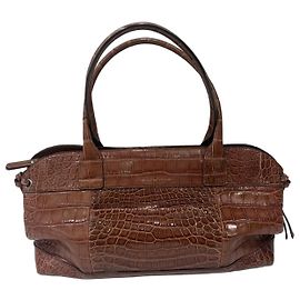 Brunello Cucinelli Brown Crocodile Leather Handbag Brown