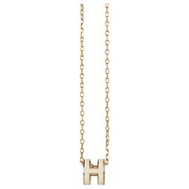 Hermès Hermes Mini Pop H Halskette Weiß Golden