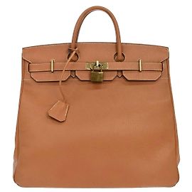 Hermès Hermes HAC Birkin Black Fjord com Hardware Palladium 32 Marrom
