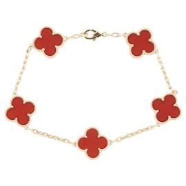 Bracelet Vintage Alhambra en cornaline Van Cleef & Arpels Rouge Doré