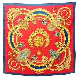 Hermès Sciarpa Hermes Carre 90 Kosmima Rosso Multicolore Giallo
