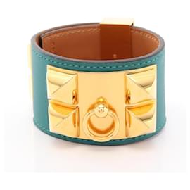 Hermès Bracciale Collier de Chien Malachite Hermes D'oro Verde
