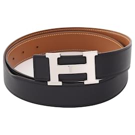 Hermès Hermes Constance H-Belt Castaño Negro Plata