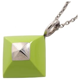 Hermès Collier Hermes Medor Cupid Argenté Vert